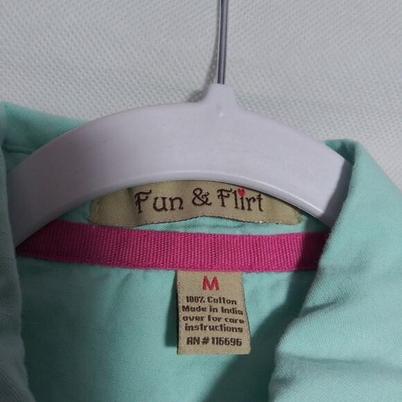 Fun & Flirt Mint Green Pearl Snap Button-Up Western Casual Shirt Size M - Picture 5 of 7